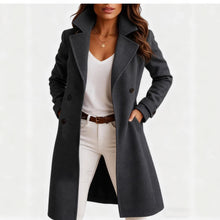 Load image into Gallery viewer, Single-breasted Mid-length Coat With Pockets Fashion Elegant Lapel Jacket Casual Long-sleeved Top Outwear Women's Clothing