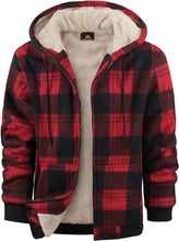 Load image into Gallery viewer, Men's Plaid Print Hooded Zip-Up Jacket Winter Thickened Cotton-padded Coat Warm Clothing