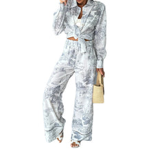Load image into Gallery viewer, Women's Printed Shirt Long-sleeved Wide-leg Pants