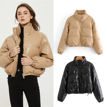 Load image into Gallery viewer, Casual Pure Color Simple Imitation Leather Cotton Clothes Women