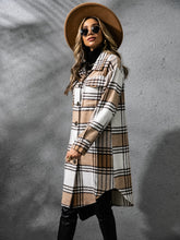 Load image into Gallery viewer, Plaid Collared Neck Long Sleeve Coat
