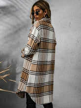 Load image into Gallery viewer, Plaid Collared Neck Long Sleeve Coat