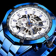 Load image into Gallery viewer, Casual Hollow Blue Plating Automatic Mechanical Watch