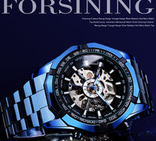 Load image into Gallery viewer, Casual Hollow Blue Plating Automatic Mechanical Watch