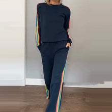 Cargar imagen en el visor de la galería, Suéter y pantalones informales con cuello redondo para mujer, nueva moda de otoño