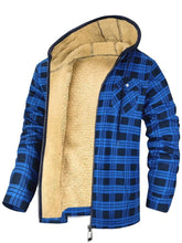 Load image into Gallery viewer, Men's Plaid Print Hooded Zip-Up Jacket Winter Thickened Cotton-padded Coat Warm Clothing