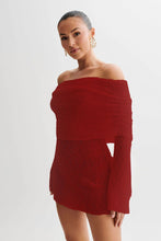 Load image into Gallery viewer, Women's Spring Summer Knitted Dress Elegant Party Boat Neck Dress Infant Off Shoulder Bodycon Long Sleeve Fuzzy Short Club Chic Mini Dress