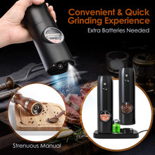 Cargar imagen en el visor de la galería, 1Pc Electric Salt And Pepper Grinder Rechargeable Charging Base Automatic Salt Mill LED Indicator Adjustable Coarseness One Hand Easy Operation