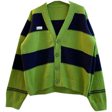 Load image into Gallery viewer, Korean Style Wide Stripe Color Matching V-neck Sweater Top Women