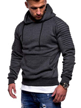 Load image into Gallery viewer, Men's Hoodie Striped Pleated Raglan Sleeve Hoodie