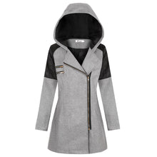 Load image into Gallery viewer, Women Warm Slim Full Zipper Coat Thick Woolen Coat Female Fall Winter Windbreaker Hooded Diagonal Zipper Women's Clothing