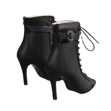 Load image into Gallery viewer, Women's Peep Toe High Heel Pumps Shoes Fashion Lace-up Buckle Sandals With Back Zipper Design