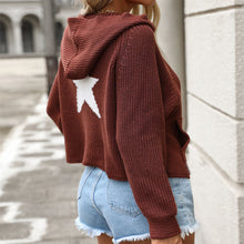 Load image into Gallery viewer, Fashion Pullover Hooded Sweater With Pockets Loose Star Long Sleeve Zippered Cropped Cardigan Outwear Tops For Womens Clothing