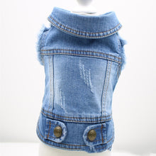 Load image into Gallery viewer, Shell Pet Dog Clothes Teddy VIP Bichon Pet Autumn And Winter Clothing Retro Scratch Pattern Personality Denim Vest