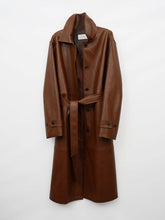 Load image into Gallery viewer, Retro Niche Lapel Waist Belt Single-breasted Long Leather Trench Coat