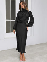 Load image into Gallery viewer, Elegant Temperament Long-sleeved Dress Satin Halterneck Formal Evening Dresses Women Clothing