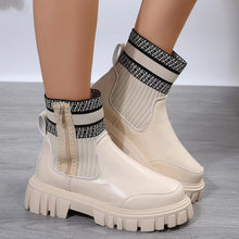 Load image into Gallery viewer, Fashion Mid-tube Boots With Zipper Design Non-slip Thick Sole Elastic Knitted Patchwork Boots For Women Round Toe Shoes Winter
