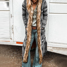 Load image into Gallery viewer, Fur Collar Long Sleeve Floral Print Trench Coat