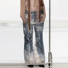 Load image into Gallery viewer, Wide Leg Washed Distressed Pattern Same Neutral Printed Jeans