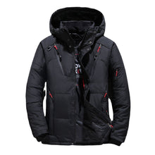 Load image into Gallery viewer, Men's Short Winter Thick White Duck Down Hooded Jacket Multi-pocket Outdoor Set