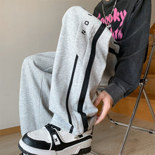 Load image into Gallery viewer, Gray Wide-leg Pants Teenagers Draped Casual Pants