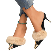 Load image into Gallery viewer, Low Heel Closed Toe Plush Slippers