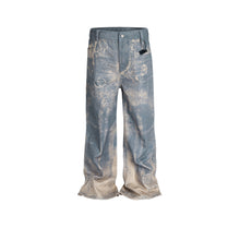 Load image into Gallery viewer, Wide Leg Washed Distressed Pattern Same Neutral Printed Jeans