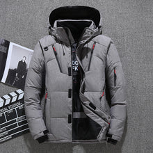 Load image into Gallery viewer, Men's Short Winter Thick White Duck Down Hooded Jacket Multi-pocket Outdoor Set