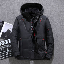 Load image into Gallery viewer, Men's Short Winter Thick White Duck Down Hooded Jacket Multi-pocket Outdoor Set
