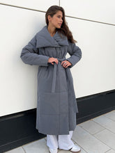 Load image into Gallery viewer, Fashion Large Lapel Long Coat Winter Warm Cotton Jacket With Pockets And Lace-up Design Casual Solid Color Thick Coat For Women Outwear Clothing