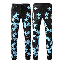 Load image into Gallery viewer, Five-pointed Star Stitching Trendy High Craft Stretch Slim Jeans