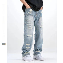Load image into Gallery viewer, Washed And Frayed Craft Ripped Jeans For Men