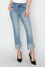Load image into Gallery viewer, RISEN Full Size High Rise Cuffed Slim Straight Jeans