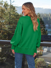 Load image into Gallery viewer, Slit Round Neck Long Sleeve Sweatshirt