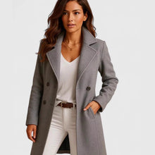 Load image into Gallery viewer, Single-breasted Mid-length Coat With Pockets Fashion Elegant Lapel Jacket Casual Long-sleeved Top Outwear Women's Clothing