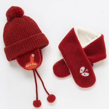 Load image into Gallery viewer, Children's Fleece Warm Hat And Scarf Set