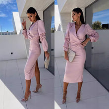 Load image into Gallery viewer, Fashionable Slim-fit V-neck Sheath Dress Women's Clothing