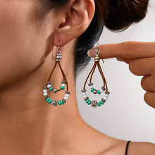 Load image into Gallery viewer, Vintage Earrings Ethnic Style Antique Silver Flower Turquoise Rope Pendant Women's Jewelry