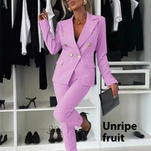 Load image into Gallery viewer, Casual Blazer Suit Slim Lapel Double-breasted Jacket And Zip-up Trousers Women's Clothing