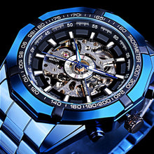 Load image into Gallery viewer, Casual Hollow Blue Plating Automatic Mechanical Watch