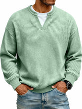 Load image into Gallery viewer, Simple Waffle-Weave V-neck SweatShirt For Men Fall Spring Two-Piece Casual Long-Sleeve T-Shirt For Daily Wear Work Outfit Streetwear
