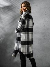 Load image into Gallery viewer, Plaid Collared Neck Long Sleeve Coat