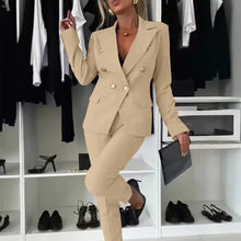 Load image into Gallery viewer, Casual Blazer Suit Slim Lapel Double-breasted Jacket And Zip-up Trousers Women's Clothing
