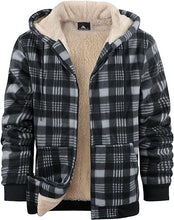 Load image into Gallery viewer, Men's Plaid Print Hooded Zip-Up Jacket Winter Thickened Cotton-padded Coat Warm Clothing