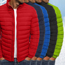 Load image into Gallery viewer, Men Jacket Zipper Solid Color Long Sleeves Pockets Coldproof Autumn Thicken Cotton Padded Overcoat For Outdoor