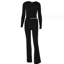 Load image into Gallery viewer, Hoodie Suit Women Leisure Sexy Zip Long Sleeve Sweater And High Waist Long Pants Set