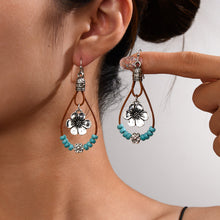 Load image into Gallery viewer, Vintage Earrings Ethnic Style Antique Silver Flower Turquoise Rope Pendant Women's Jewelry