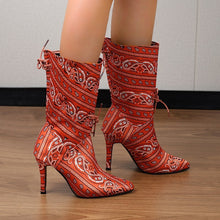 Load image into Gallery viewer, Plus Size Pointed Print High Heel Fashion Boots Women
