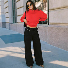 Load image into Gallery viewer, Adjustable Buckle Waist Side Pocket Loose Jeans