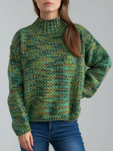 Load image into Gallery viewer, Heathered Turtleneck Dropped Shoulder Sweater